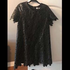Black Faux Leather Lace Dress